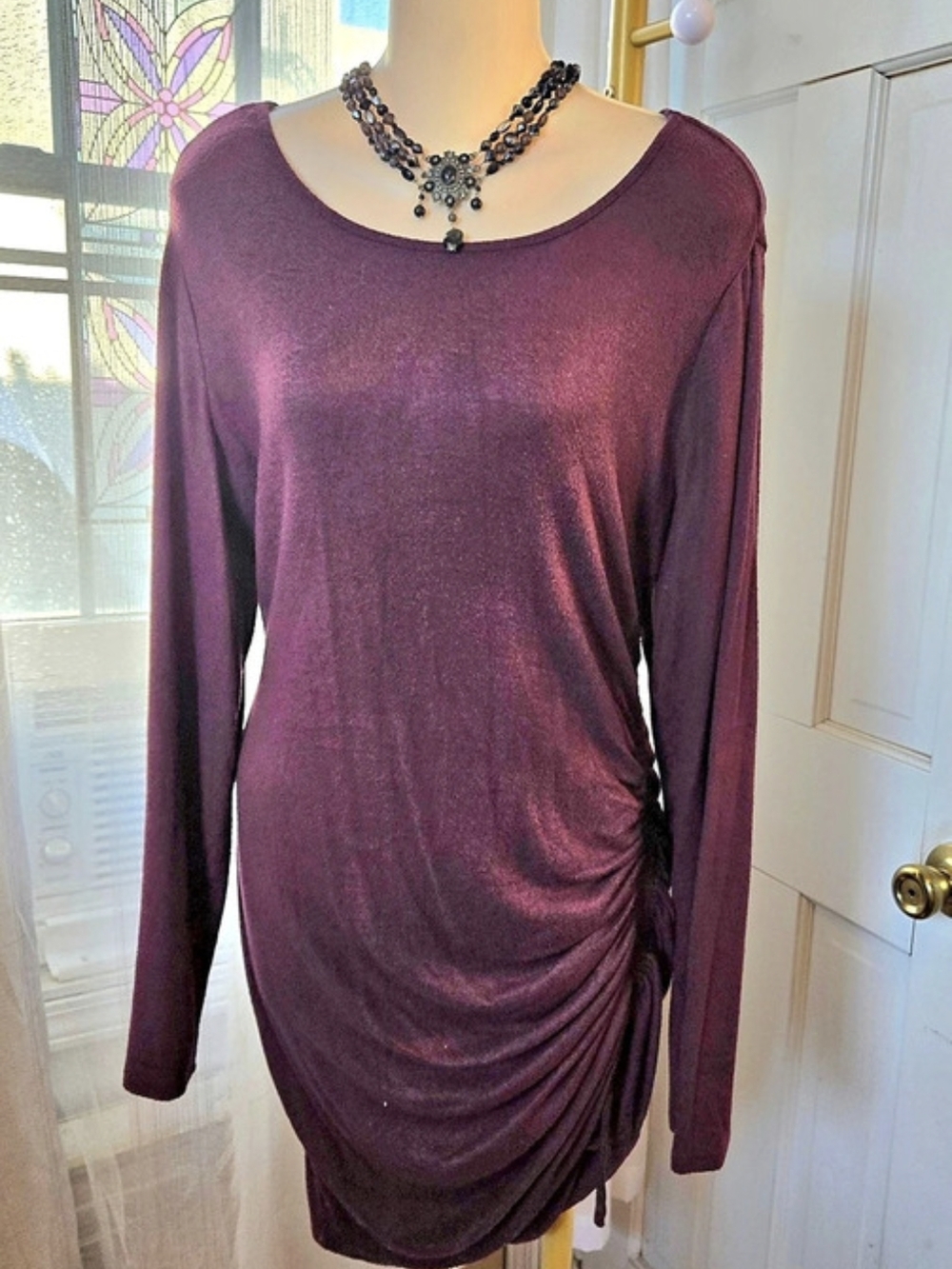AGB Ruched Tunic in Purple XL Like New